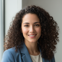 geef me een profiel foto van samantha lightskin met krullen gladde huid